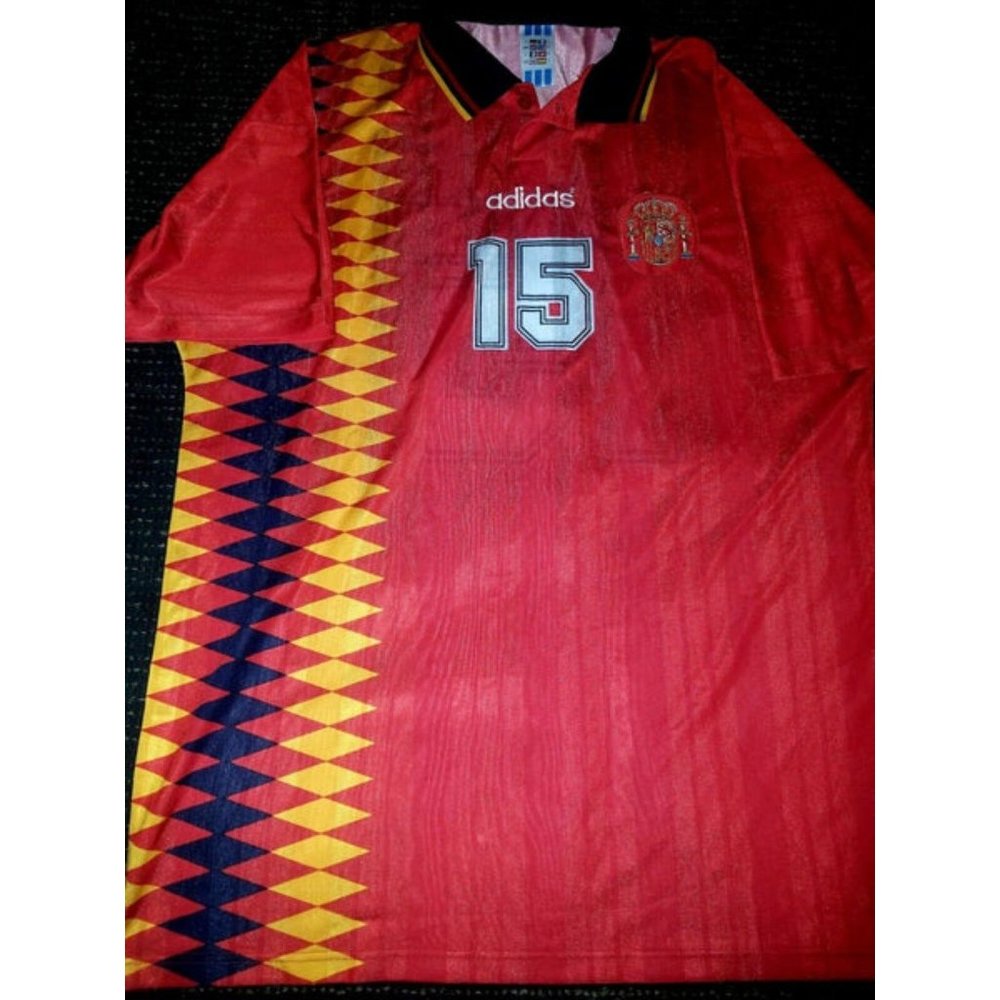 Caminero Spain Adidas 1994 MATCH WORN Soccer Jersey L